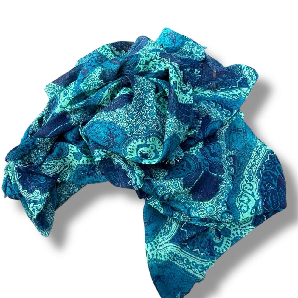 Blue & Green Lightweight Paisley Scarf